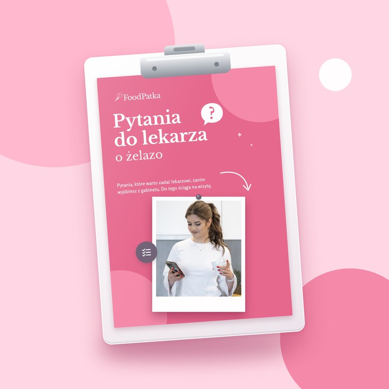 Prezent 4: Pytania do lekarza o żelazo, kartka na podkładce