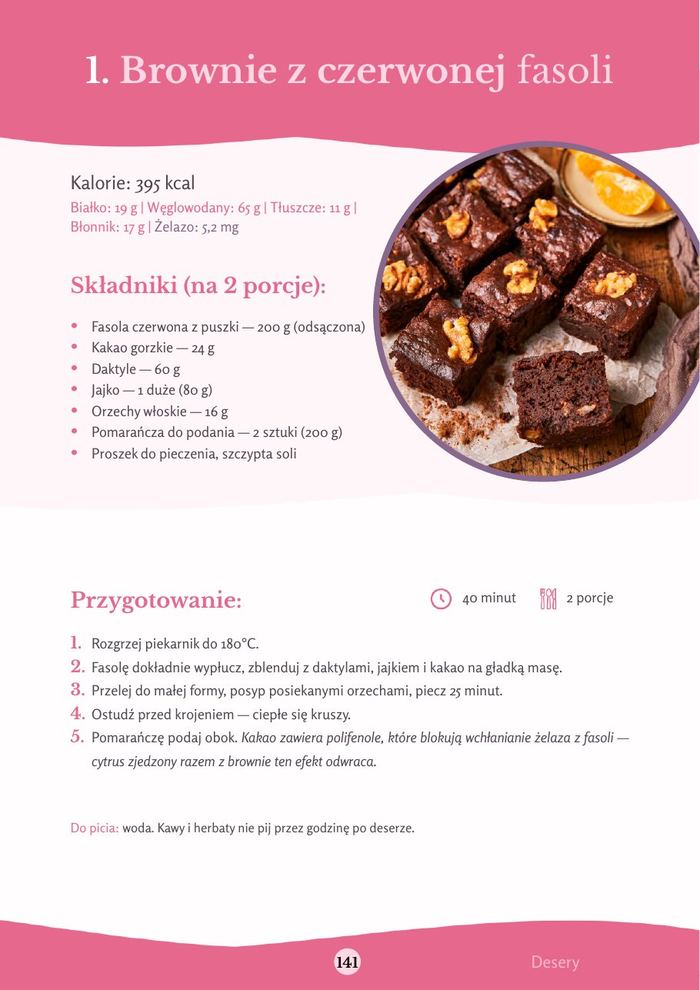 Strona e-booka: brownie z czerwonej fasoli