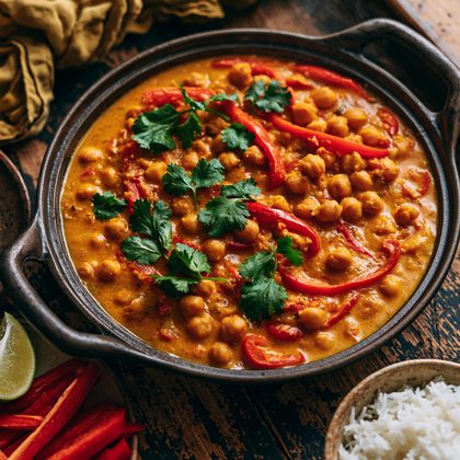 Curry z ciecierzycy z ryżem