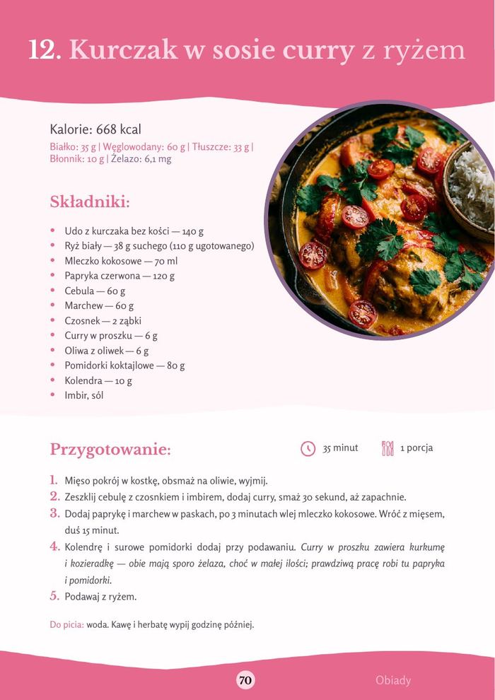 Strona e-booka: kurczak w sosie curry z ryżem
